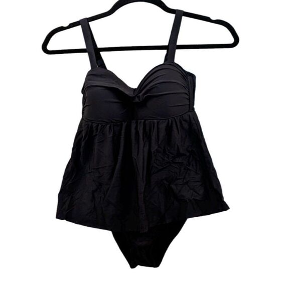 Athena Womens Size 32D Black Molded Adjustable Strap One Piece Tank Swimsuit - Picture 1 of 11